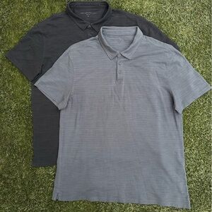 Lot of 2 John Varvatos Victor Polo Slub Textured Cotton Short Sleeve Shirt XL